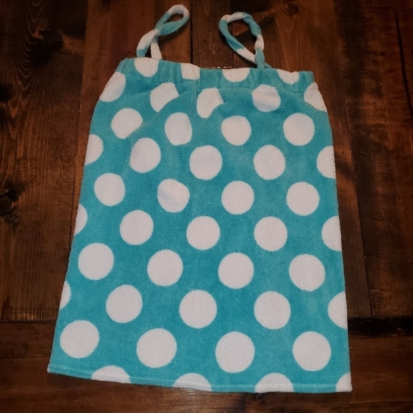 Copacabana aqua with white polka dots cover up, towel, robe XL - Picture 10 of 11